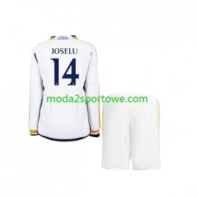 Koszulka Real Madryt JOSELU 14 Dziecięcy Domowe Stroje Piłkarskie 2023/24 Długi Rękaw